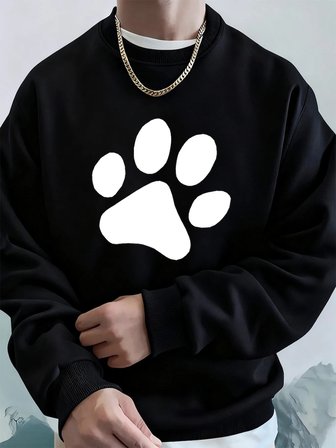 Basit Taban Desenli Baskılı Erkek Sweatshirt Kışlık Bol Kapüşonlu Spor Bisiklet Yaka Polar Sı