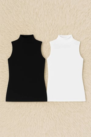 Kadın Modal Pamuklu Likralı Kolsuz Yarım Balıkçı Yaka 4'lü Atlet T-shirt Q6K6K1T4KA