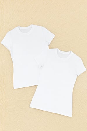 Kadin Modal Pamuklu Likrali Yarim Kol 2'Li Atlet T Shirt Q6K6K1T5Ka