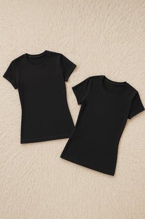 Kadin Modal Pamuklu Likrali Yarim Kol 2'Li Atlet T Shirt Q6K6K1T5Ka