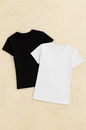 Kadin Modal Pamuklu Likrali Yarim Kol 2'Li Atlet T Shirt Q6K6K1T5Ka