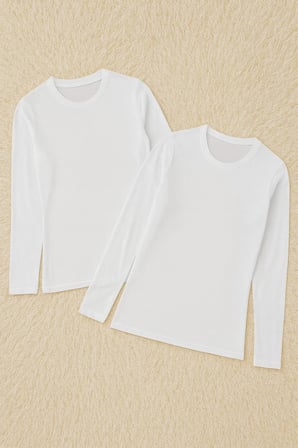 Kadin Modal Pamuklu Likrali Uzun Kol 2'Li Atlet T Shirt Q6K6K1T7Ka