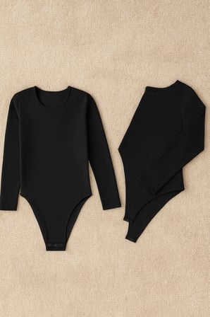 Kadın Pamuklu Likralı Penye Uzun Kol 2'li Çıtçıtlı Body Q6K1K8T3KA