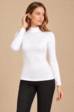 Kadın Pamuklu Balıkçı Yaka Uzun Kollu T-Shirt