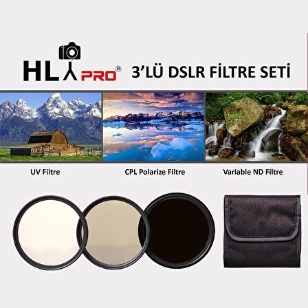 Cazipshop 40.5mm Uv+Cpl+Nd Vairable Çantalı Filtre Seti