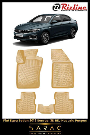 Rizline Fiat Egea Sedan 2020 Model BEJ 3D Havuzlu Paspas
