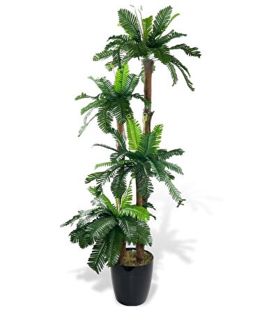Yapay Ağaç Sıkas Palmiye 4Katlı 84Yaprak 150cm Salon Çiçeği Yapay Çiçek