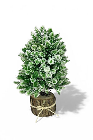 Yapay Çiçek Bonsai Ağacı Beyaz Kozalaklı Kütük Saksıda Dekoratif Yapay Ağaç Bonzai 30*15 CM