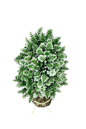 Yapay Çiçek Bonsai Ağacı Beyaz Kozalaklı Kütük Saksıda Dekoratif Yapay Ağaç Bonzai 30*15 CM