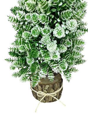 Yapay Çiçek Bonsai Ağacı Beyaz Kozalaklı Kütük Saksıda Dekoratif Yapay Ağaç Bonzai 30*15 CM