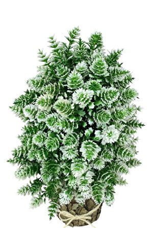 Yapay Çiçek Bonsai Ağacı Beyaz Kozalaklı Kütük Saksıda Dekoratif Yapay Ağaç Bonzai 30*15 CM