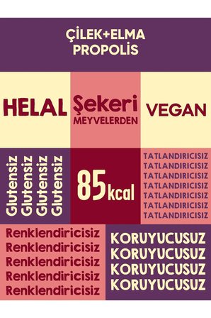 Mixmey Bee Propolisli Çilek Meyve Bar | Çilek Lezzeti - 25Gr X 12 Adet