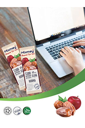 Mixmey Hurma Meyve Bar 24 Adet | Glutensiz, Vegan Sağlıklı Atıştırmalık - 20gr X 24 Adet