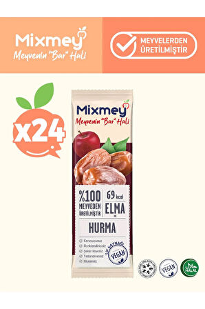Mixmey Hurma Meyve Bar 24 Adet | Glutensiz, Vegan Sağlıklı Atıştırmalık - 20gr X 24 Adet