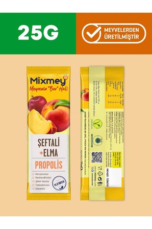 Mixmey Bee Şeftali Ve Propolis Meyve Bar 24 Adet | Vejetaryen Sağlıklı Meyve Bar - 25gr X 24 Adet