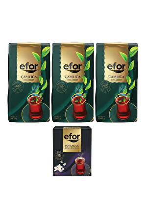 Efor Çamlıca Siyah Dökme Çay 1.000gr X 3 Adet + Tomurcuk Bergamot Aromalı 100gr