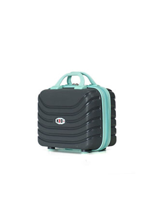 Keo-Plus Gri-Turkuaz PP Silikon Makyaj Çantası