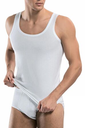 Erkek Beyaz 12'li Paket Atlet Külot Takım Elf568t01010109ccm12