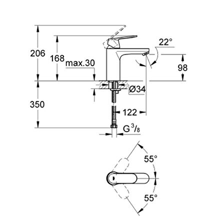 Grohe Lavabo Bataryası Eurosmart Cosmo M-Boyut Krom - 23327000