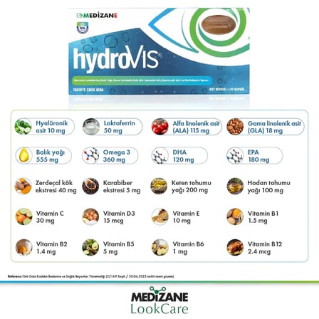 Medizane LookCare HydroVIS Lactoferrin Gıda Takviyesi - 30 Kapsül