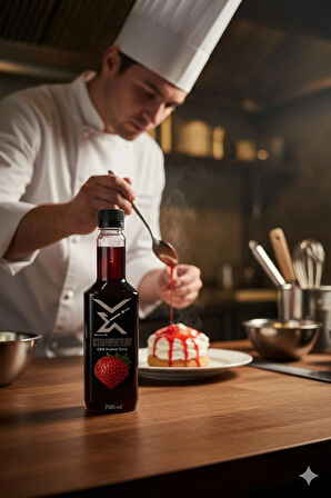 Aromax Çilek Aromalı Konsantre Şurup 700 ml| Kokteyl, Kahve, Smoothie ve Tatlılar İçin Profesyonel Kullanım