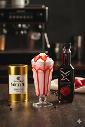 Aromax Çilek Aromalı Konsantre Şurup 700 ml| Kokteyl, Kahve, Smoothie ve Tatlılar İçin Profesyonel Kullanım