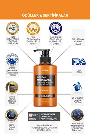 Yoğun Nemlendirici Vücut Yıkama Jeli Kundal Honey&Macadamia Pure Body Wash 500ml (Basil & Citrus)