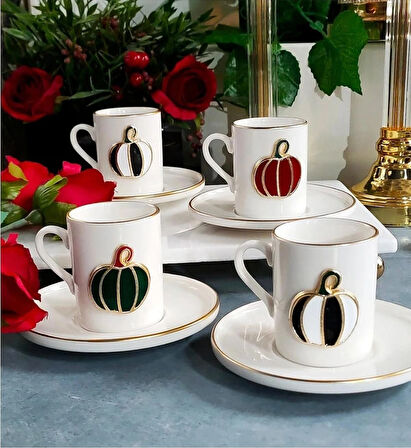 REGNA HOME Fine Living MİX PUMPKİN 8 PARÇA 4 KİŞİLİK KAHVE FİNCANI