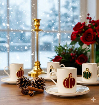 REGNA HOME Fine Living MİX PUMPKİN 8 PARÇA 4 KİŞİLİK KAHVE FİNCANI