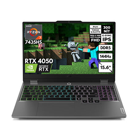 Lenovo LOQ Ryzen 7-7435HS 64-GBDDR5 2 TBSSD RTX4050 (6GB-105W) 15.6" FHD Freedos Oyuncu Notebook 83JC00CRTRHMF9