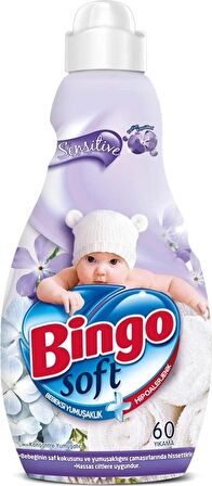 Bingo Soft Çamaşır Yumuşatıcı Konsantre 1440 ml Sensitive (Hipoalerjenik) (4'lü Set)