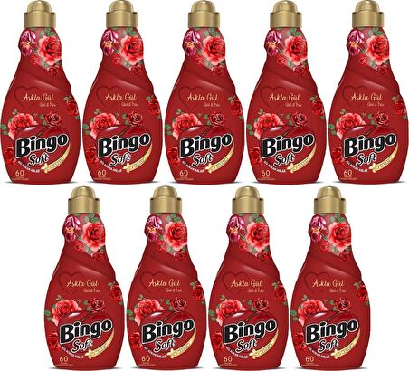 Bingo Soft Çamaşır Yumuşatıcı Konsantre 1440 ml Aşkla Gül (Gül & Iris) (9'lu Set)