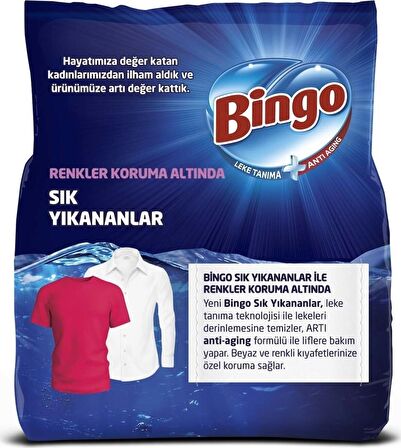 Bingo Matik Toz Çamaşır Deterjanı Sık Yıkananlar Beyazlar ve Renkliler 120 Yıkama 2 x 9 kg