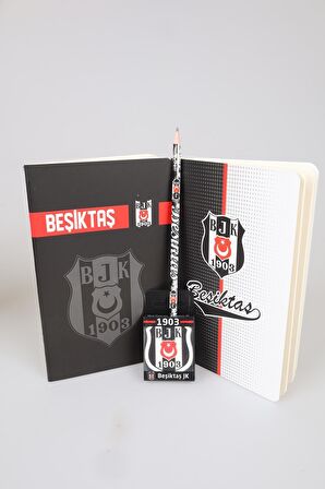 LİSANSLI BEŞİKTAŞ NOKTALI DEFTER,KURŞUN KALEM VE SİLGİ SETİ 