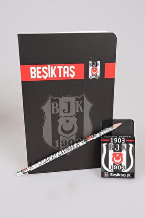 LİSANSLI BEŞİKTAŞ NOKTALI DEFTER,KURŞUN KALEM VE SİLGİ SETİ 