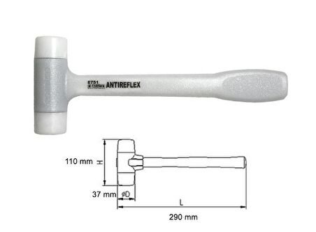 NAREX 875152 Antireflex Geri Tepmesiz Plastik Çekiç 290 mm