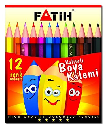 FATİH 33012 KURU BOYA 12 RENK(1/2) YARIM BOY / KURU KALEM BOYA SET - YENİ