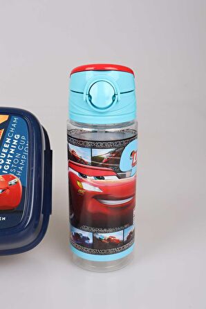 LİSANSLI CARS TRITAN MATARA 500 ML VE 2 KATLI BESLENME KABI/LUNCH BOX SETİ 