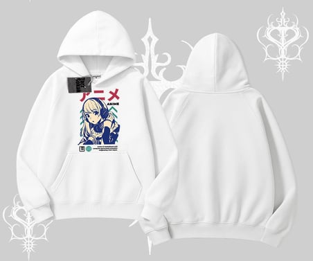 Kapşonlu Sweatshirt Anime Kız Desenli Japon Tarzı