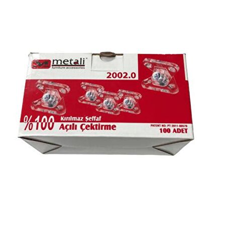 Metali Açılı Çektirme Şeffaf ( 1 Paket  100 Adet) Metalı