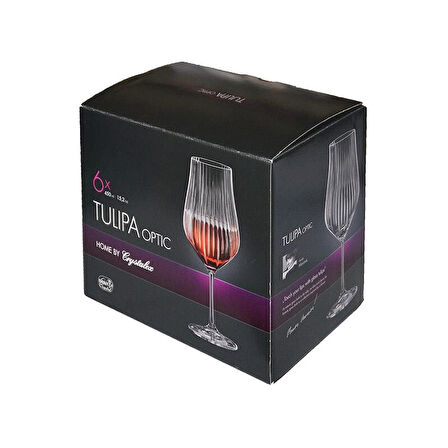 Bohemia Kristal Tulipa Jumbo Optikli 6’lı Kadeh Bardak Takımı 450 ML  
