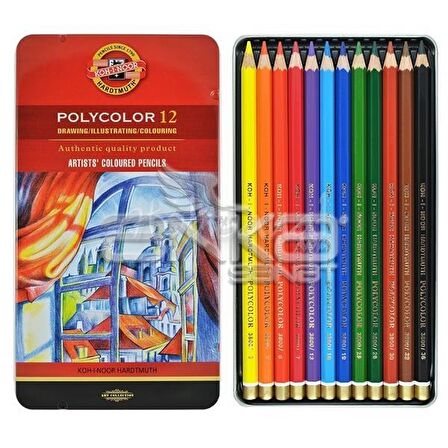 Kohinoor Polycolor Kuruboya Kalem Seti 12'Li Metal Kutu N:3822