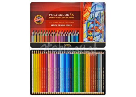 Kohinoor Polycolor Artist Kuru Boya Kalemi 36 Renk Metal Kutu 8593539074823