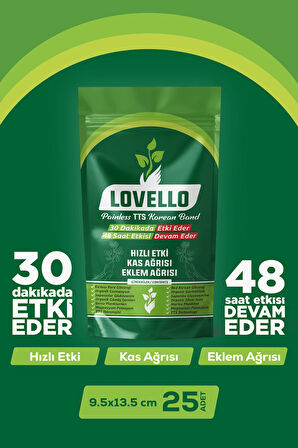 LOVELLO Kinesio Korea Ginseng Bandı Kas ve Eklem Isıtıcı Rahatlatıcı Painless Bant 25 Adet