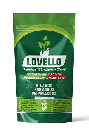 LOVELLO Kinesio Korea Ginseng Bandı Kas ve Eklem Isıtıcı Rahatlatıcı Painless Bant 25 Adet