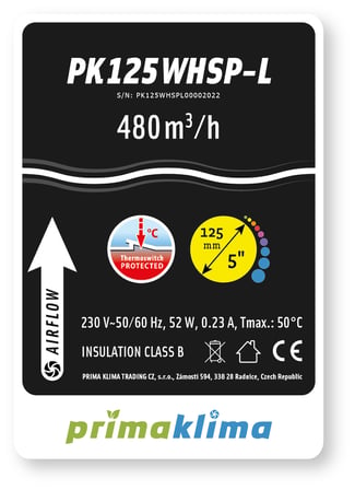 Prima Klima PK125-WHSPL Sessiz Fan 480 m3/h 125 mm