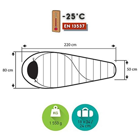 Trimm Balance -25'C Ultralight Uyku Tulumu - 195L, K.Sarı