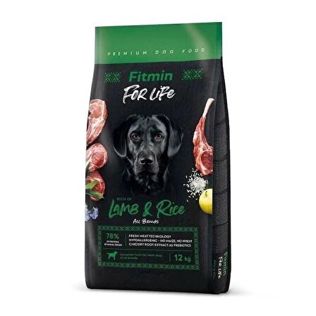 Fitmin Forlife Tüm Irklar İçin Kuzulu ve Pirinçli Yetişkin Köpek Maması 12 Kg