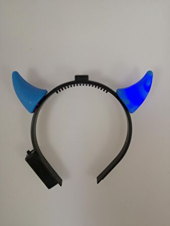 CADILAR BAYRAMI HALLOWEEN TAÇ ŞEYTAN BOYNUZ MAVİ IŞIKLI