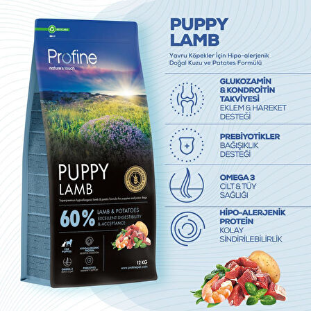 Profine Puppy Lamb Glutensiz Kuzulu Yavru Köpek Maması 12 kg